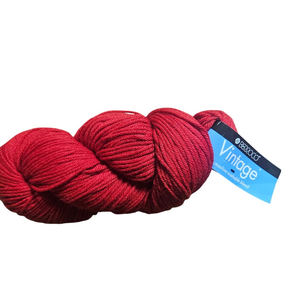 Berroco Vintage Yarn Wool Blend Worsted Weight Red 5150 Dye Lot 74021 218yd NWT